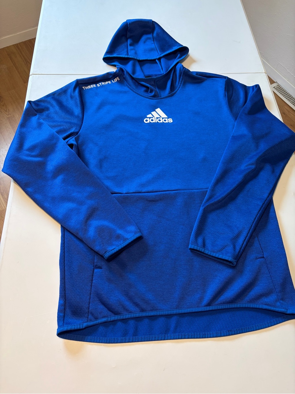 adidas Royal Blue Crewneck Hoodie with Front Logo